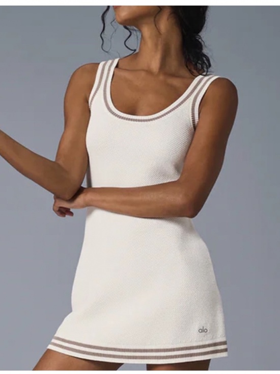 ALO Yoga Dresses & Skirts - New ALO Yoga Tennis Club Sweater Knit Dress Ivory Gravel Women's Size S J